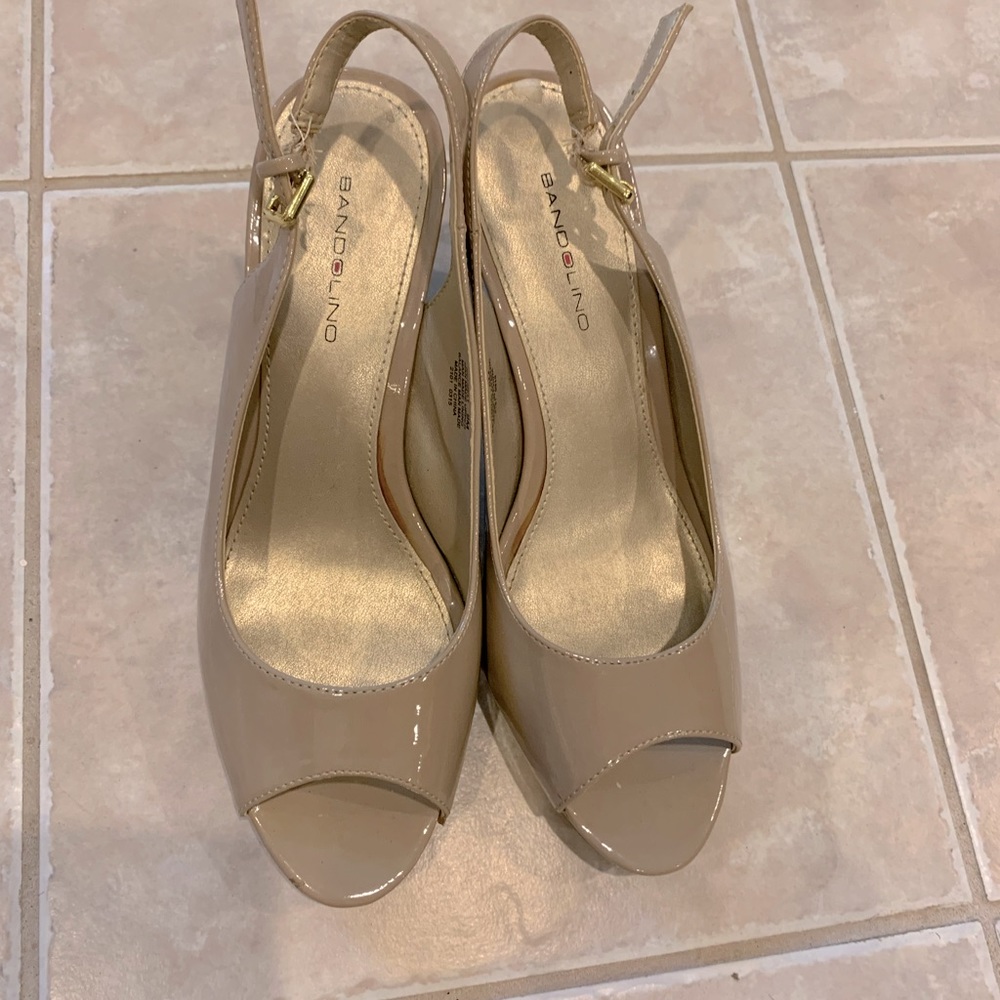 Bandolino, 9M, Open-toe heels, beige